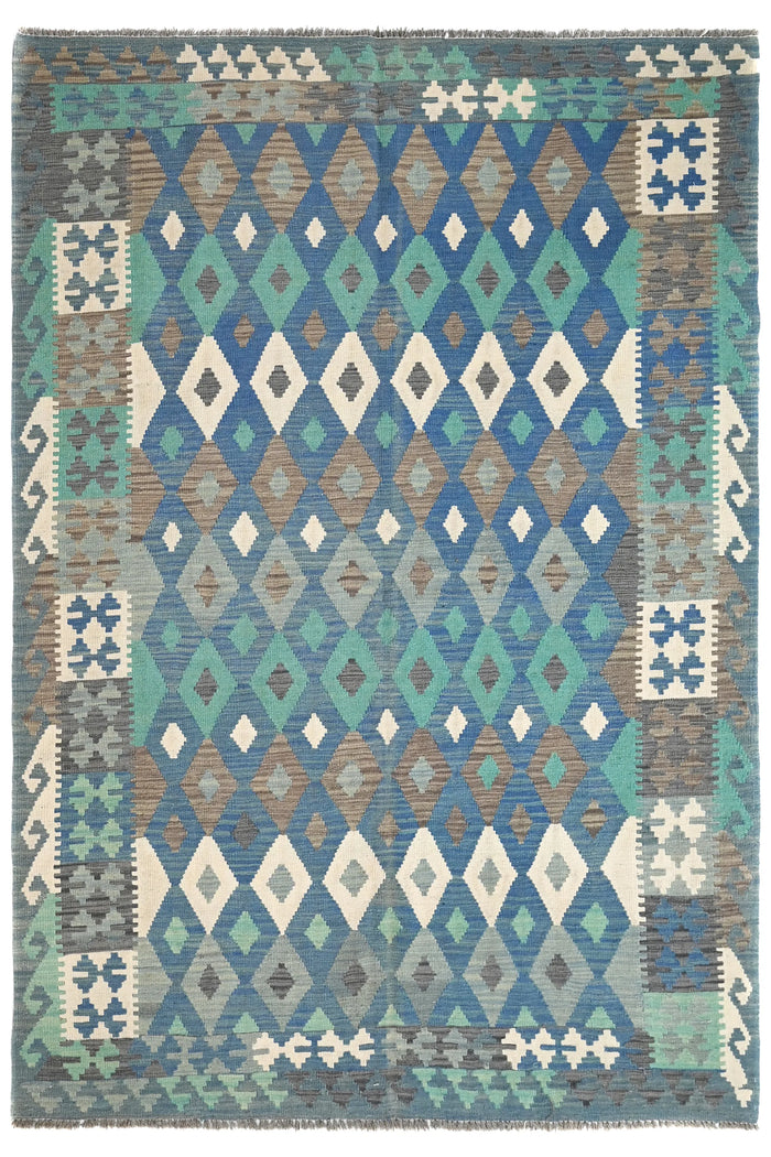 Kilim Afghan Rug – Sapphire Compass