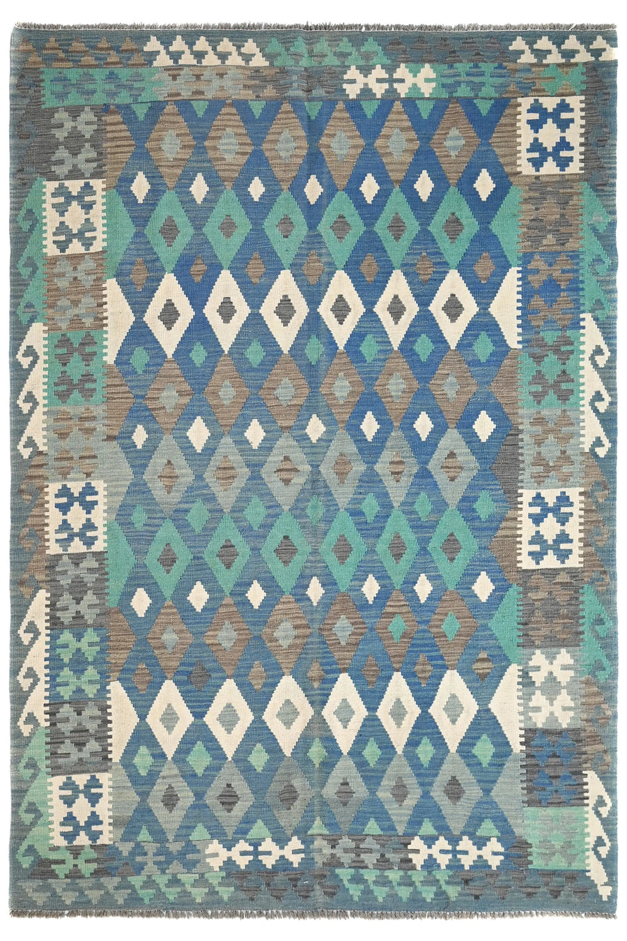 Hand-woven Afghan Kilim Rug, 201 x 295 cm