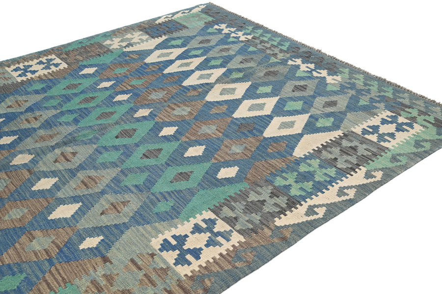 Hand-woven Afghan Kilim Rug, 201 x 295 cm