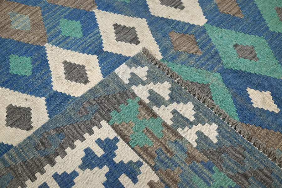 Hand-woven Afghan Kilim Rug, 201 x 295 cm