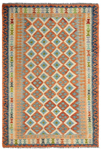 Kilim Afghan Rug – Terracotta Diamond