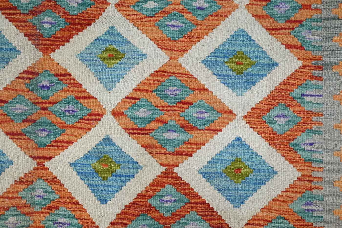 Kilim Afghan Rug – Terracotta Diamond
