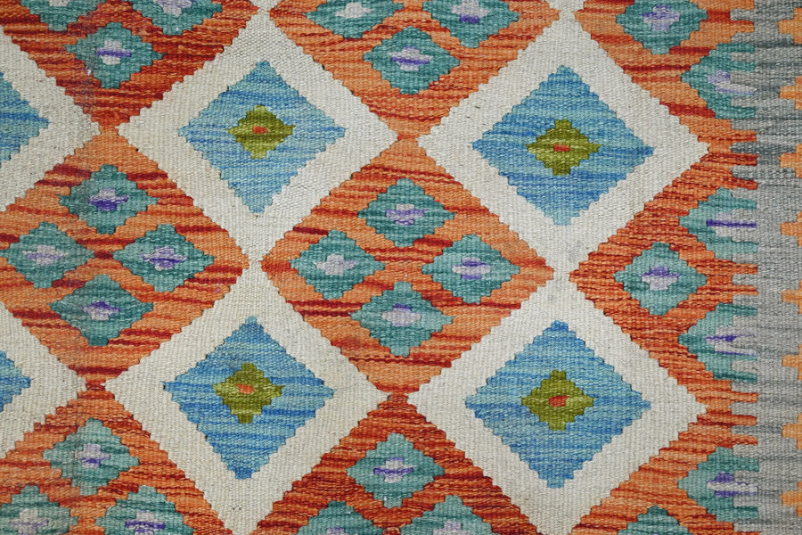 Kilim Afghan Rug – Terracotta Diamond