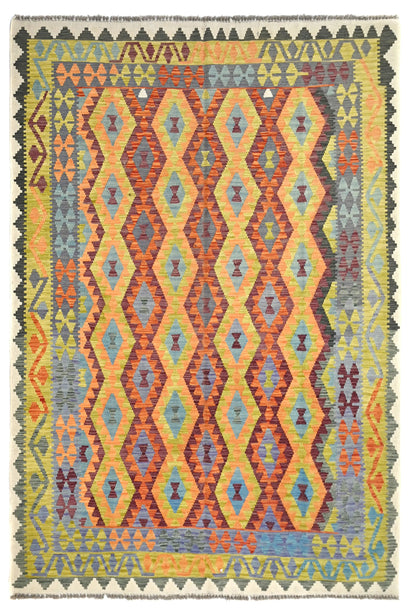 Hand-woven Afghan Kilim Rug, 207 x 308 cm
