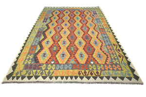 Hand-woven Afghan Kilim Rug, 207 x 308 cm