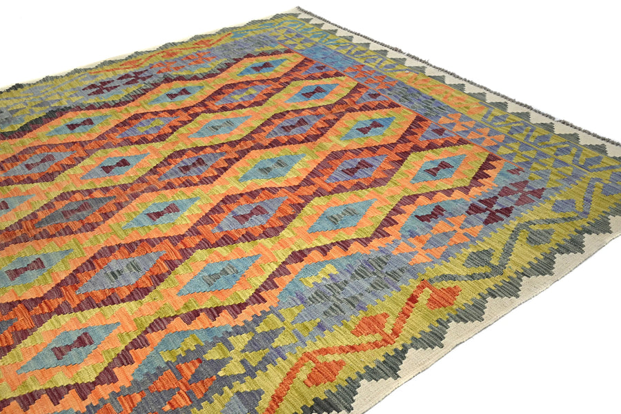 Hand-woven Afghan Kilim Rug, 207 x 308 cm