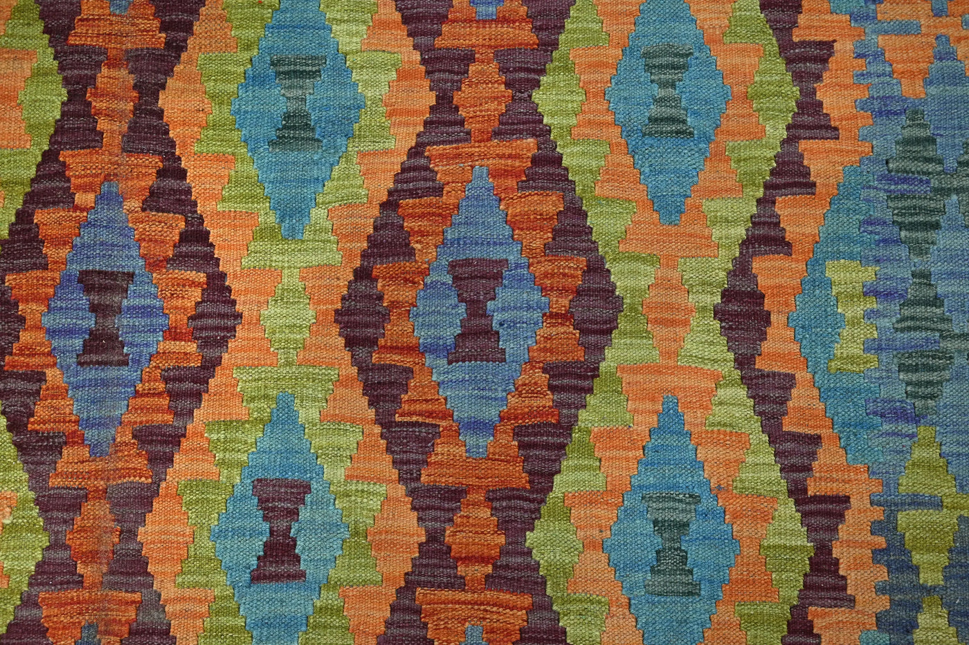Kilim Afghan Rug – Aqua Crest