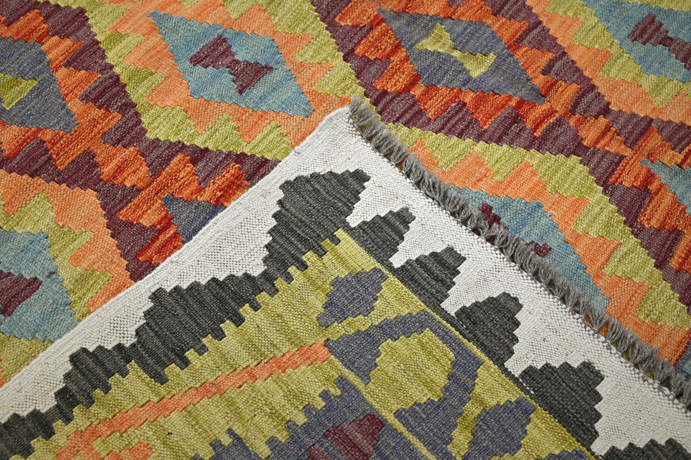 Kilim Afghan Rug – Aqua Crest