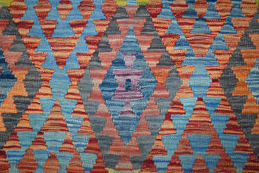 Hand-woven Afghan Kilim Rug, 206 x 290 cm