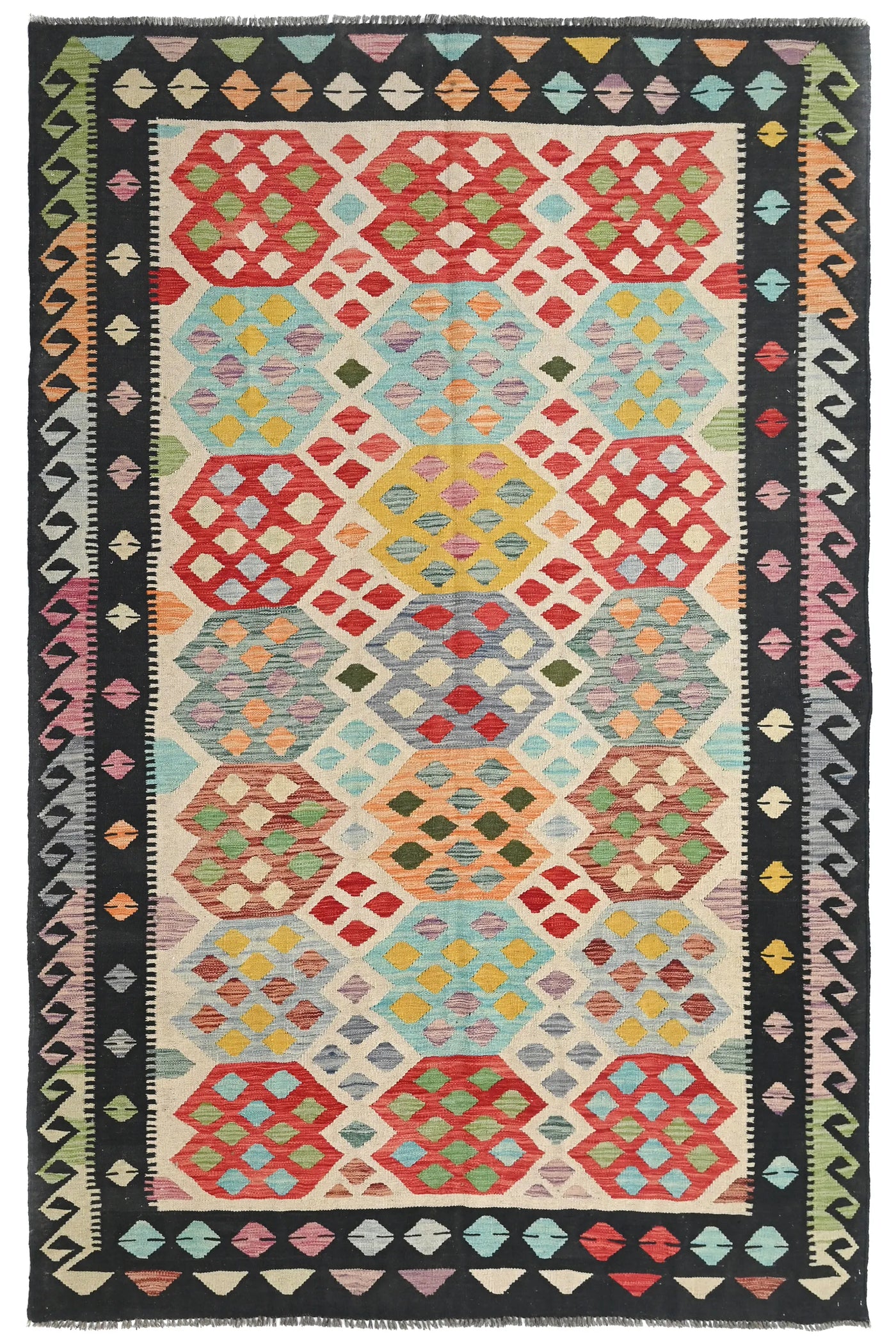 Kilim Afghan Rug – Bone Mosaic