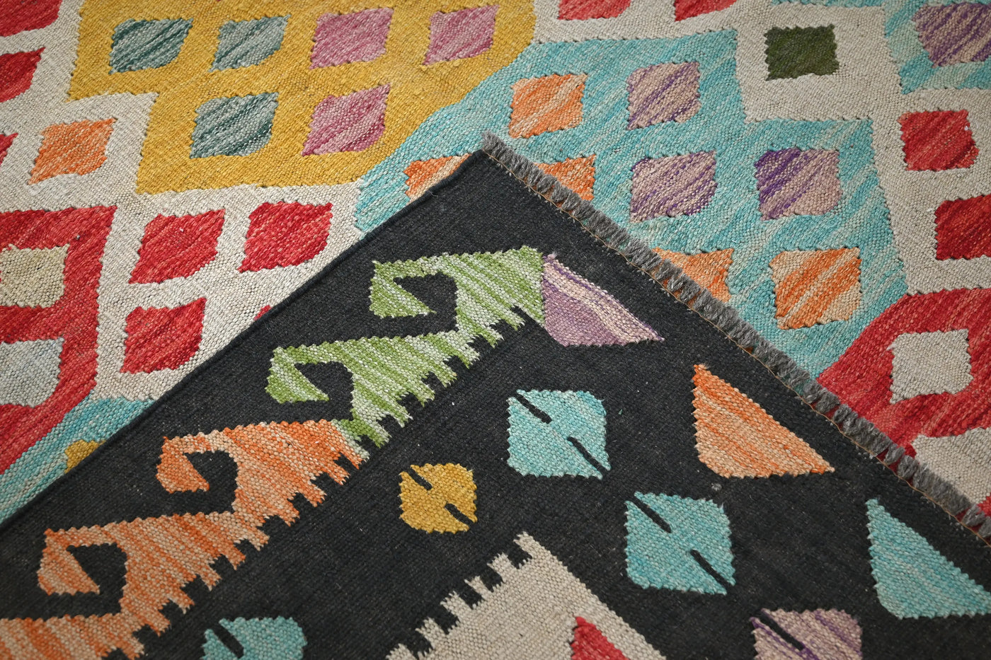 Kilim Afghan Rug – Bone Mosaic