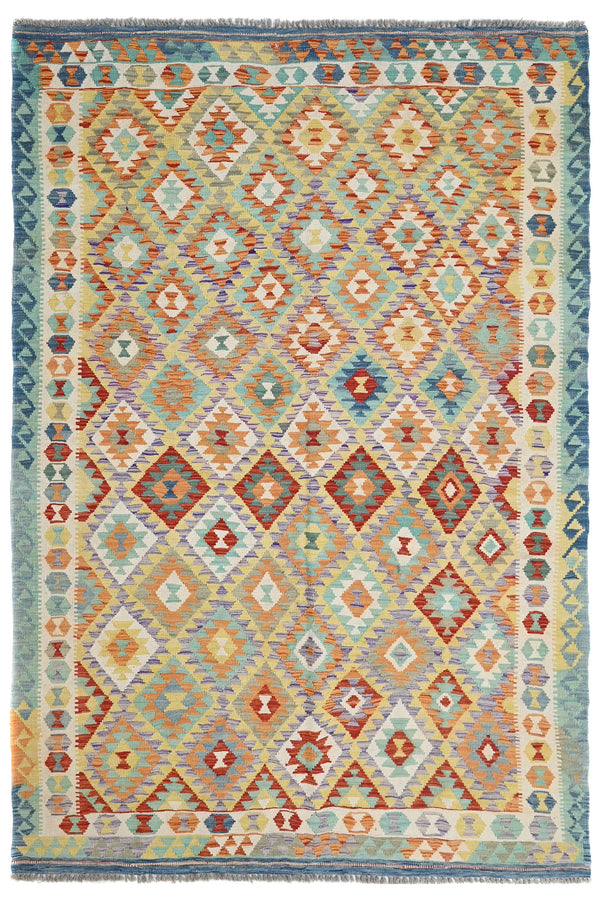Hand-woven Afghan Kilim Rug, 205 x 305 cm
