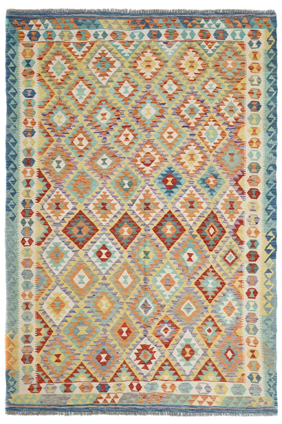 Hand-woven Afghan Kilim Rug, 205 x 305 cm