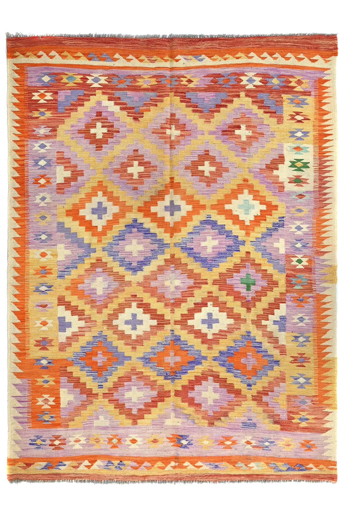 Kilim Afghan Rug – Clay Medallion