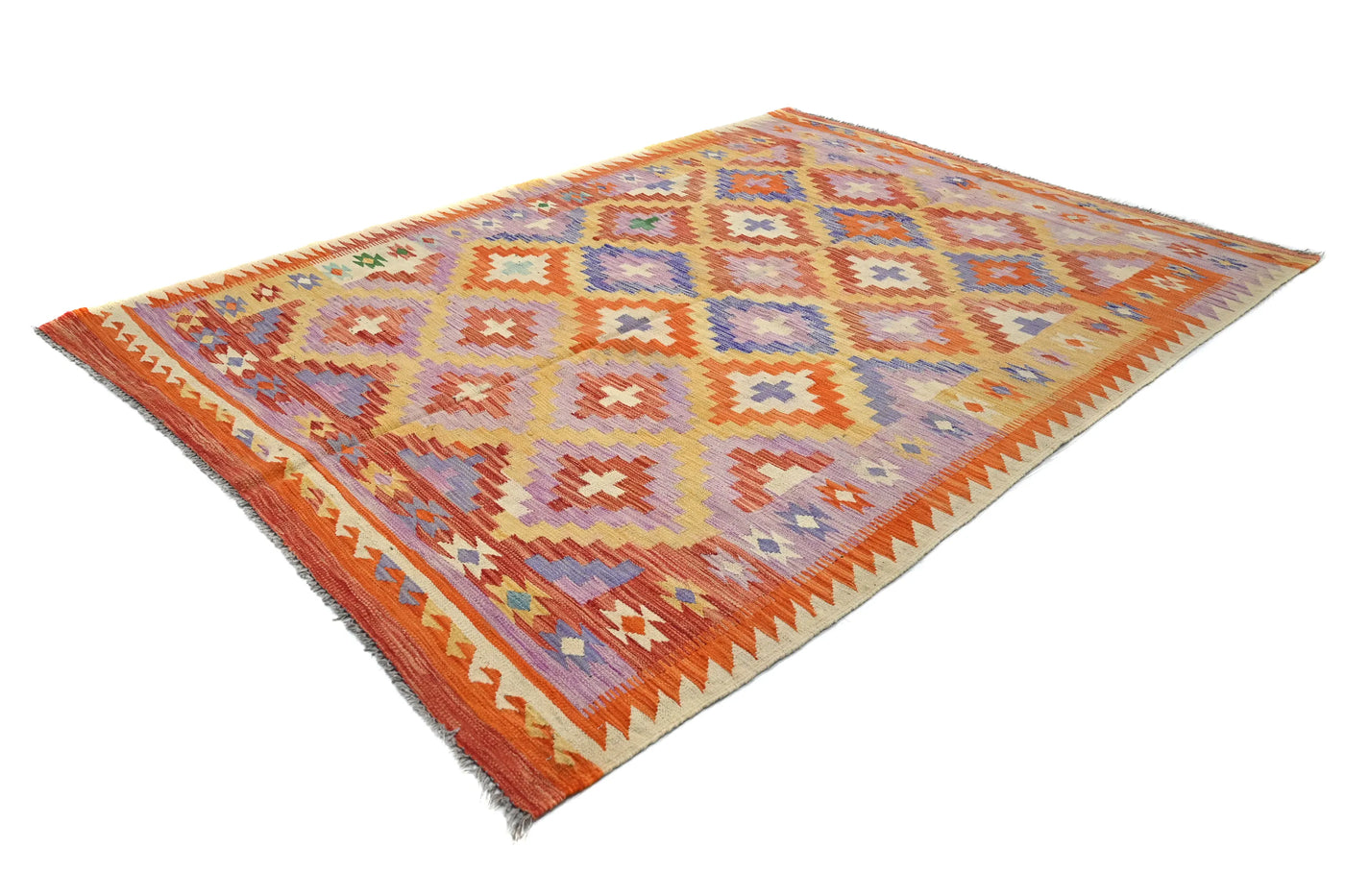 Kilim Afghan Rug – Clay Medallion