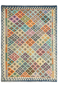 Hand-woven Afghan Kilim Rug, 213 x 292 cm