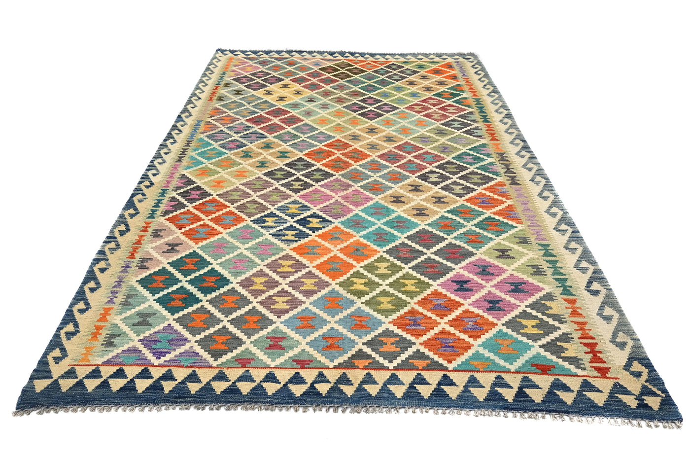 Kilim Afghan Rug – Marine Triptych