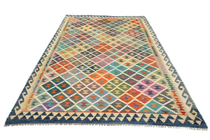 Hand-woven Afghan Kilim Rug, 213 x 292 cm