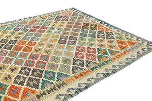 Hand-woven Afghan Kilim Rug, 213 x 292 cm