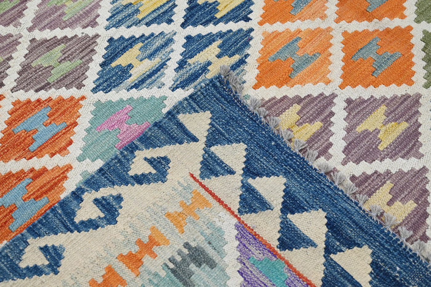 Kilim Afghan Rug – Marine Triptych