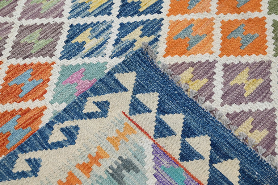 Hand-woven Afghan Kilim Rug, 213 x 292 cm