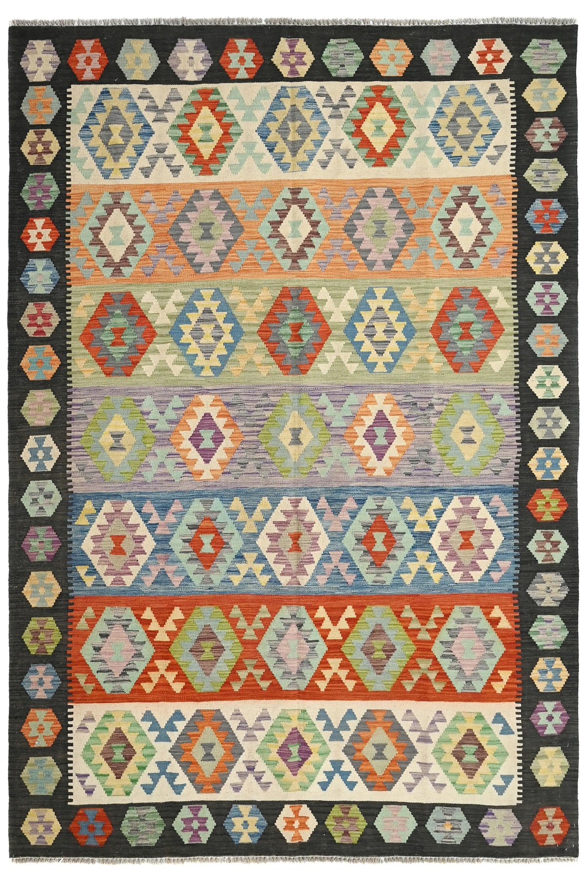 Hand-woven Afghan Kilim Rug 201x297cm | Nile Rugs NZ