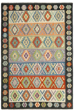 Hand-woven Afghan Kilim Rug, 201 x 297 cm