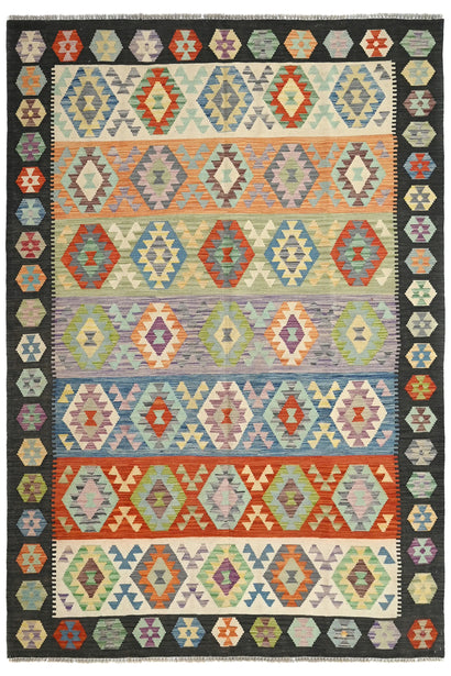 Hand-woven Afghan Kilim Rug, 201 x 297 cm