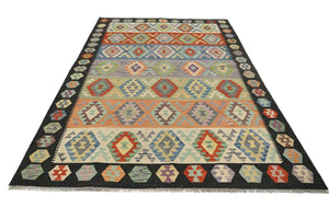 Hand-woven Afghan Kilim Rug, 201 x 297 cm