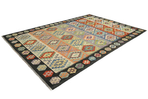 Hand-woven Afghan Kilim Rug, 201 x 297 cm