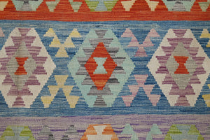 Hand-woven Afghan Kilim Rug, 201 x 297 cm
