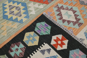 Hand-woven Afghan Kilim Rug, 201 x 297 cm