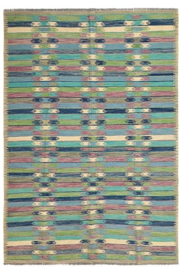 Hand-woven Afghan Kilim Rug, 203 x 297 cm