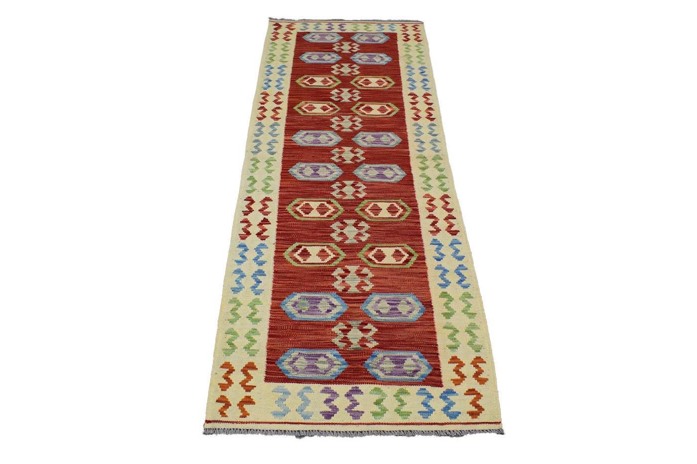 Kilim Afghan Runner Rug – Persimmon Geometry