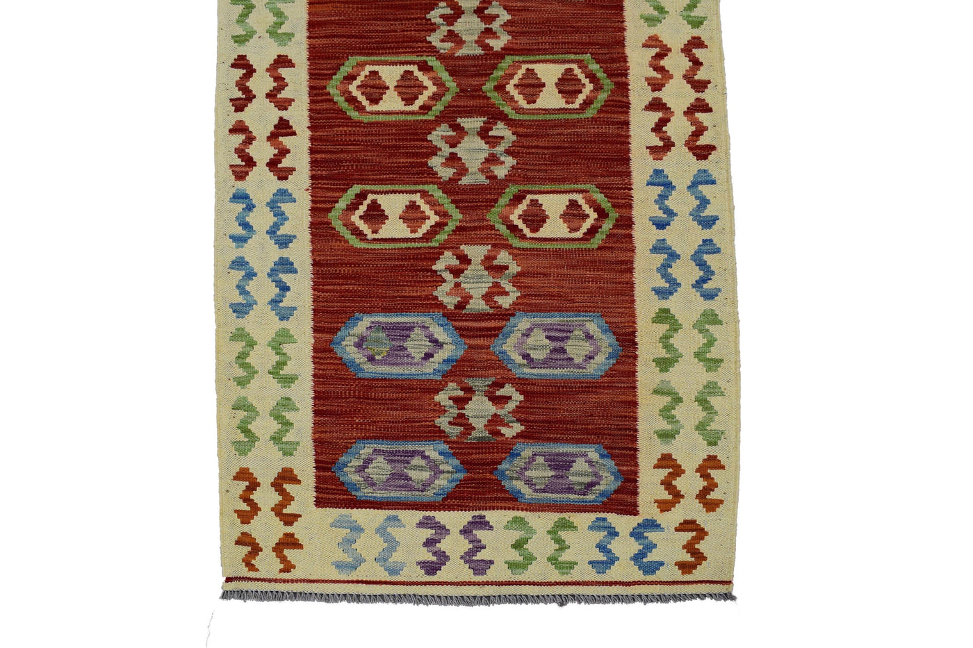 Kilim Afghan Runner Rug – Persimmon Geometry