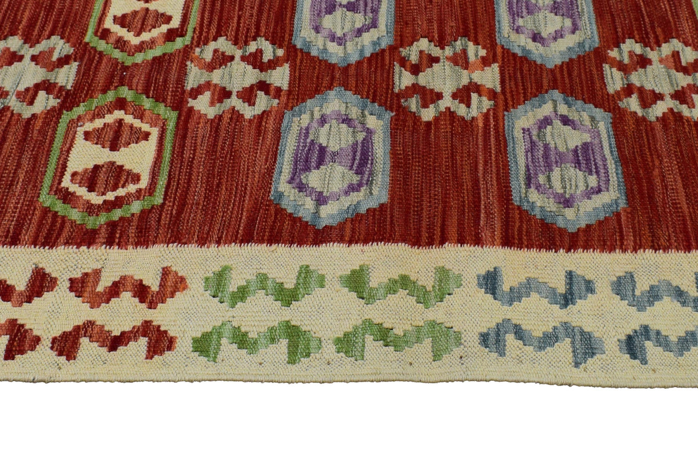 Kilim Afghan Runner Rug – Persimmon Geometry