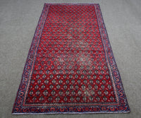 Vintage Persian Shiraz runner rug red geometric pattern 104x295cm