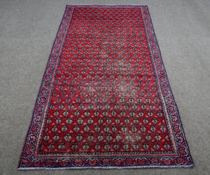 Vintage Persian Shiraz runner rug red geometric pattern 104x295cm