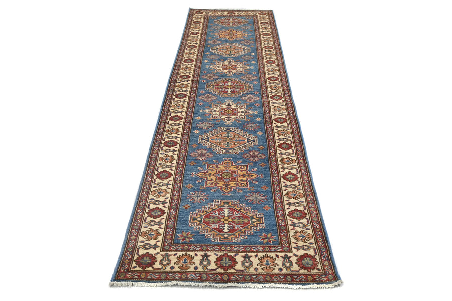 Super Kazak Afghan Rug – Cerulean Lozenge