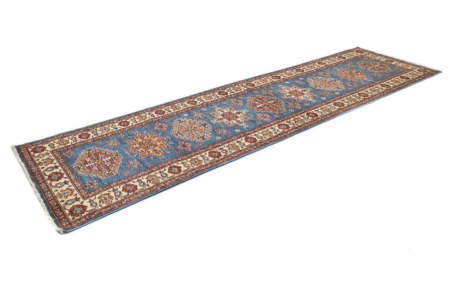 Super Kazak Afghan Rug – Cerulean Lozenge