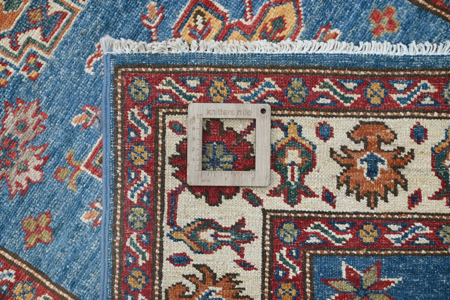 Super Kazak Afghan Rug – Cerulean Lozenge