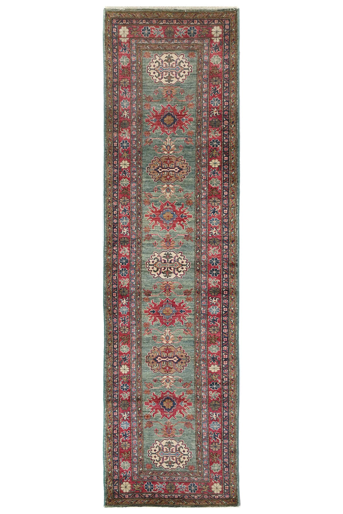 Super Kazak Afghan Runner Rug – Sage Medallion