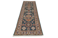 Super Kazak Afghan Rug – Teal Cartouche