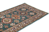 Super Kazak Afghan Rug – Teal Cartouche