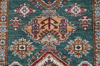 Super Kazak Afghan Rug – Teal Cartouche