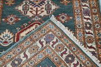 Super Kazak Afghan Rug – Teal Cartouche