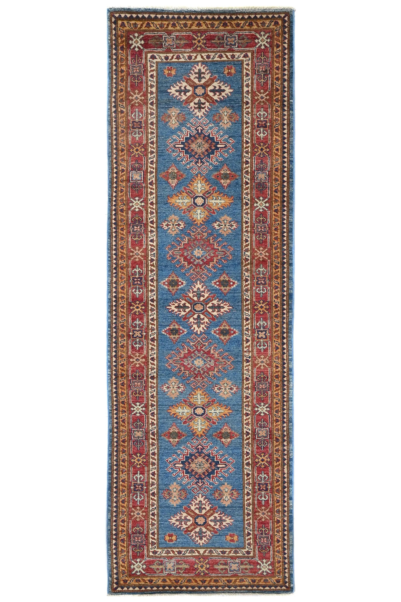 Super Kazak Afghan Runner Rug – Sky Cruciform