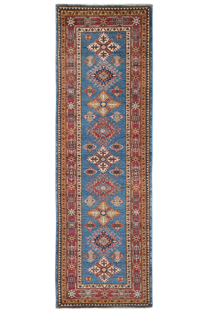 Super Kazak Afghan Runner Rug – Sky Cruciform