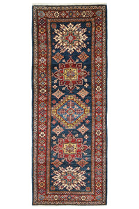 Super Kazak Afghan Rug – Indigo Crest