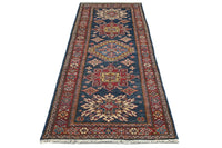 Super Kazak Afghan Rug – Indigo Crest